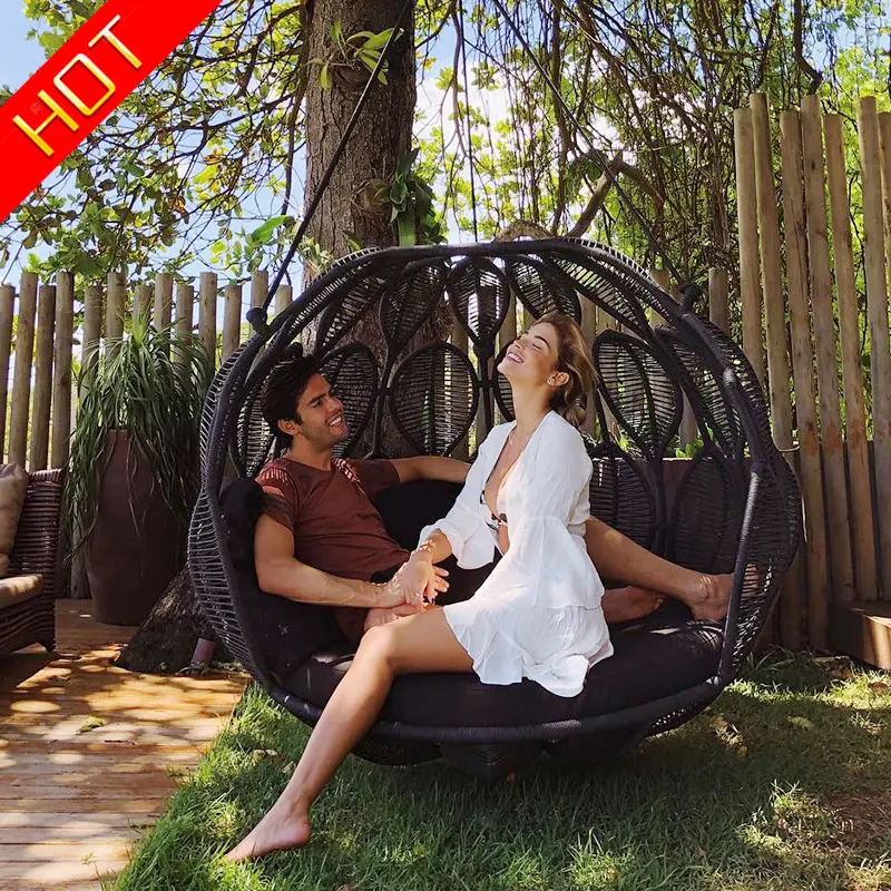 Outdoor furniture patio balcony swing egg basket chair rattan wicker hanging chair