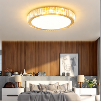 Plafonnier LED moderne de luxe 3 CCT en cristal, luminaire en acier inoxydable à montage en surface pour salon, chambre à coucher, décoration intérieure