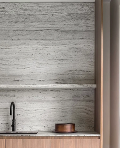 Argento e grigio travertino <span class=keywords><strong>pietra</strong></span> di marmo <span class=keywords><strong>naturale</strong></span> travertino <span class=keywords><strong>pietra</strong></span> lastra di <span class=keywords><strong>pietra</strong></span> per parete sala rivestimento isola controsoffit decorazione - Product Image 4