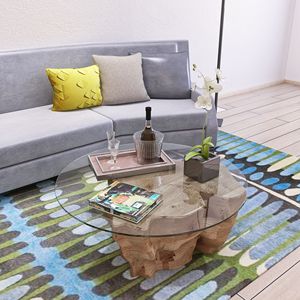 DB 36 \ "pulgadas Mesa Redonda de vidrio templado transparente 1/4 \" pulgadas de espesor borde plano pulido para encimeras tapas de tocador y mesas - Product Image 1