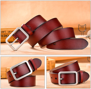<span class=keywords><strong>Ceinture</strong></span> en cuir véritable pour hommes, unisexe, design simple et confortable, avec boucle à griffes en alliage, tenue décontractée pour jeunes - Product Image 3