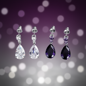 Classic 925 Silver <b>Water</b> Drop Amethyst <b>Crystal</b> Drop Earrings For Women Party Jewelry Claw Setting Earrings - Product Image 2