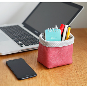 Creative stationery pen holder, PU leather miscellaneous storage bag, desktop phone holder, hanging <b>drawing</b> pen holder - Product Image 2