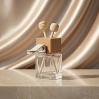 En stock – Bouteille diffuseur de parfum pour voiture en verre mat de 8 ml avec bouchon en bois et clip de ventilation – Ornement parfumé