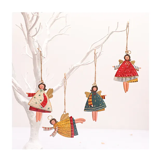 Christmas decoration creative iron handmade painted angel girl hanging Christmas tree hanging accessories art