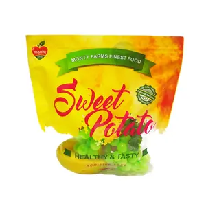 Sacs d'emballage en plastique recyclables Pochette debout transparente avec logo personnalisé, fruit raisin cerise avec fermeture éclair et poignée - Product Image 1