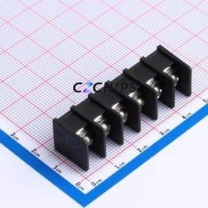 MX25C-7.62-06P-BK01-Cu-S-A Barrier Terminal Block Through hole,P=7.62mm Connector Two Sides 7.62mm 1x6P Straight Pin - Product Image 1