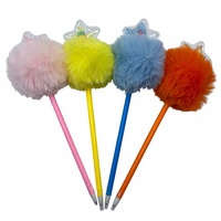 Stylo créatif tendance Internet, multicolore, en forme d'étoile, en peluche, avec manchon insérable, cadeau de vacances, stylo artisanal à pompon