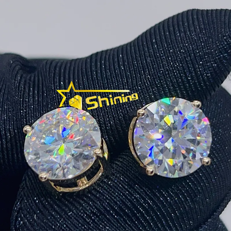 Dropshipping moissanite earrings fine jewelry10K 14K real gold D color moissanite solitaire lab diamond stud earrings screw back