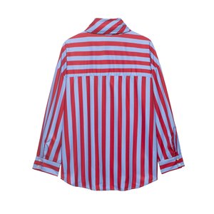 TAOP&ZA 2026 Nuova Collezione Estiva <span class=keywords><strong>Camicia</strong></span> da Donna Casual a Maniche Lunghe con Collo Alto, Vestibilità Morbida, Effetto Snellente, con Fiocco e Motivo a Righe 2390116 - Product Image 2
