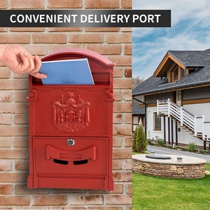 Metal Mailbox Outdoor Modern Red Plated Iron Wall Mounted Locking <strong>Letterbox</strong> with 2Pcs Keys Home Decorative Newspaper Holder - Product Image 6