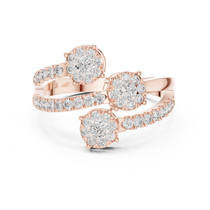 Bague en or rose sertie de diamants, magnifique bijou brillant et élégant pour femmes, idéal pour les mariages, les fiançailles, les fêtes et le port quotidien - Product Image 1