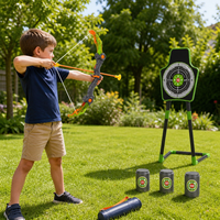 Ensemble d'arc et flèches pour garçons, 2 arcs, cible sur pied, jouet de tir à l'arc pour enfants, flèches à ventouse, jeu de tir intérieur/extérieur, cadeau