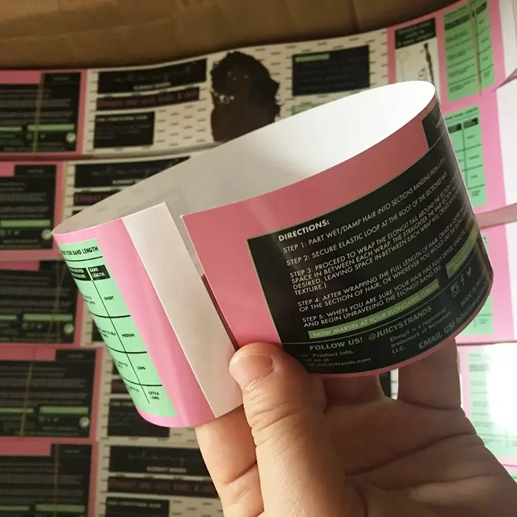 Fabrikant Maat Bedrukte Hoge Kwaliteit Gratis Ontwerp Verpakking Vinyl Papier Sticker Etiketten Voor Haren