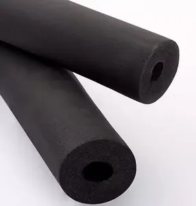 Tubo de aislamiento de goma negra con película UV, tubo de espuma HVAC de calor para refrigeración, tubo de cobre