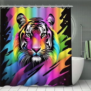 Regenbogen-Tiger-Splash Polyester-Duschvorhang Badezimmervorhang Digitaldruck Kundenspezifischer Druck Wasserdicht Großhandel Modern - Product Image 2