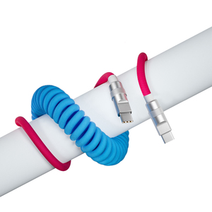 Venta caliente en espiral retráctil de datos Usb Cable de aleación de zinc espiral USB a tipo C Cable de carga móvil - Product Image 1
