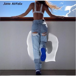 Pantalons Vintage en Gros : Jeans Femme Tendance, Streetwear Homme Vierge, Pantalons Double Genoux Délavés Détruits - Product Image 6