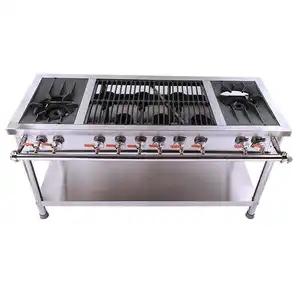 Lyroe Hot Sale Commercial Professional Manufacturer 10 Burners Flat Top Gas Stove