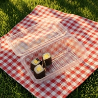 Boîte à sushi rectangulaire en plastique jetable PS avec couvercle anti-buée, épaisseur 0,3 mm, pour l'emballage de hamburgers, de frites, de sucre, d'aliments pour bébés
