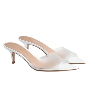 Mules transparentes en PVC à talon chaton pour femmes, sandales à bout pointu et bride large, vente en gros, OEM personnalisé - Product Image 4