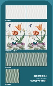 กระเบื้องบุผนังเซรามิกคุณภาพสูง ทันสมัย ขนาด 300x450 มม. ผิวมัน ทนกรด ลายดอกไม้ ลายเรขาคณิต ลายหินอ่อน สำหรับตกแต่งภายในห้องนั่งเล่น - Product Image 1