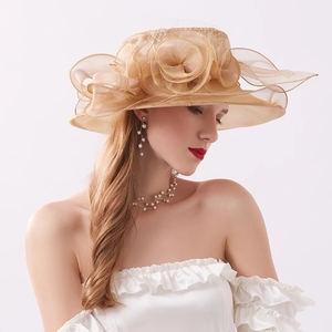 Robe by en Organza pour femmes, chapeau de mariée, d'église, de mariée, pour fête du thé britannique, tendance, - Product Image 2
