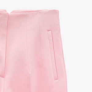 Nouveau design personnalisé, confortable, pantalon <span class=keywords><strong>cigarette</strong></span> <span class=keywords><strong>taille</strong></span> <span class=keywords><strong>haute</strong></span> décontracté de couleur pure avec poches frontales pour femmes - Product Image 6