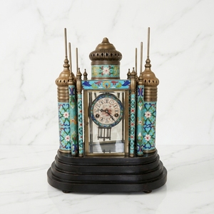Reloj de Mezquita Antiguo Chino con Esmalte Cloisonné y Caja de Latón, con <span class=keywords><strong>Alarma</strong></span> y Sonido a las Medias y las Horas - Product Image 1