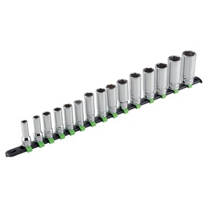 Socket <b>Set</b> 15 <b>Pc</b> Metric 6 Point Chrome Vanadium Steel For Auto Repair Tools - Product Image 1