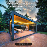Pergola bioclimatique en aluminium à lames orientables avec toit motorisé - Étanche à la pluie et à l'eau pour balcon et usage extérieur