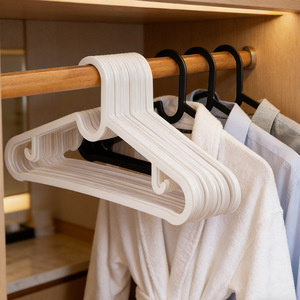 Plastic Clothes Hangers Non Marking Anti Slip Rectangle Shape For Clothing Storage White And <b>Black</b> Color Coat And Trouser - Product Image 1
