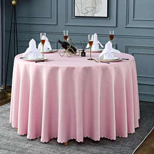 Nappe de table ronde Jacquard en gros Tissu en polyester noir texturé Décoration de table pour salle à manger, fête de mariage et événement - Product Image 5