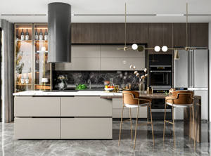 Juego de Muebles de Cocina Modernos de Alta Gama en Madera Contrachapada, Incluye Muebles de Lujo, Cajones de Cierre Suave, Isla de Cocina, Restaurante - Product Image 5