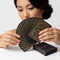 Naipes Negros Art Deco con Logotipo Personalizado, Juego de Póker de Lujo, Regalo Corporativo