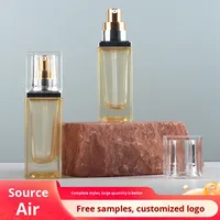 Flacon carré en verre cosmétique à fond épais de 30 ml avec pompe pulvérisatrice et diffuseur à bâtonnets, sérigraphie, emballage en gros pour mascara