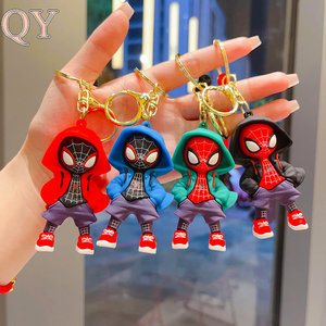 QY Web Hero Hoodie Keychain Drip Gel Superhero Pendant Cartoon <b>Key</b> <b>Ring</b> <b>Bag</b> Charm Car Hanging Gift for Couples - Product Image 3