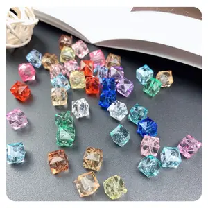 Sale 500g/bag Acrylic Plastic Beads 8mm 10mm transparent Square Shape Sugar Beads For Bags