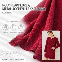 Tissu tricoté double face en chenille métallique Lurex Poly Heavy 295GSM, style tweed vintage brillant et élégant pour vêtements d'extérieur automne-hiver