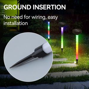 โคมไฟสนามหญ้า LED พลังงานแสงอาทิตย์ไฟกลางแจ้งไฟกลางคืนกันน้ำภูมิทัศน์โคมไฟสนามหญ้าพลังงานแสงอาทิตย์ RGB 80 7 สีกระพริบ DC 6V - Product Image 3