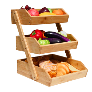 Bamboo Fruit Basket 3 Tier Fruit Holder for Kitchen Countertop Fruit Organizer <b>Vegetable</b> Storage <b>Stand</b> - Product Image 1