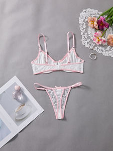 Nuevo conjunto de lencería Sexy de 2 piezas, ropa interior erótica transparente con bordado exquisito de encaje de ganchillo elegante para mujer, bragas - Product Image 3
