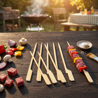 Brochettes jetables en bambou pour barbecue – Ensemble d'outils de camping et de barbecue d'extérieur avec logo personnalisé, plus de 12 pièces, faciles à nettoyer et soudées