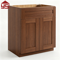 Meubles de cuisine classiques en noyer style Shaker, laqués mélaminés, style rustique moderne, pour projets de villas et d'appartements