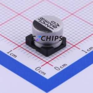 Condensador Electrolítico de Aluminio SMD VE-221M1CTR-0806, D8xL6.5mm 220uF 20% 16V 8mm - Product Image 1