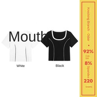 Fabricants de vêtements personnalisé nouveau été couleur-blocage mode 220 grammes T-shirt à manches courtes pour femmes avec des épaules régulières