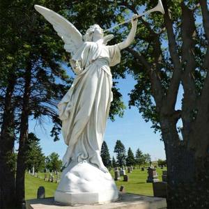 BLVE scultura a grandezza naturale in pietra naturale intagliata a mano in marmo statua da giardino con angelo del cimitero all'aperto in vendita MSJ-37 - Product Image 1