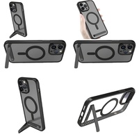 Casing Magnetik Tipis Transparan dengan Penyangga untuk iPhone 11 12 13 14 15 16 Pro Max 17 Air Plus, Aksesoris Elektronik yang Tahan Lama