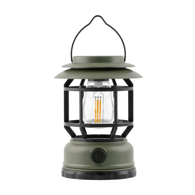 Retro Rechargeable Solar Camping Lantern Stepless Dimmable LED Light with Hanging Hook Portable Waterproof for Camping Tent