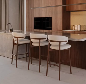 Sgabello da Bar Moderno <span class=keywords><strong>in</strong></span> <span class=keywords><strong>Legno</strong></span> Massello, Sedia Alta da Bancone <span class=keywords><strong>in</strong></span> Lino Stile Nordico di Lusso Leggero con <span class=keywords><strong>Gambe</strong></span> <span class=keywords><strong>in</strong></span> Acciaio Inox <span class=keywords><strong>per</strong></span> Esterni, Isola Cucina, Bar Domestico - Product Image 6